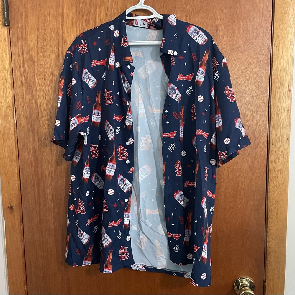 Budweiser baseball Navy Blue Men's‎ Shirt size large